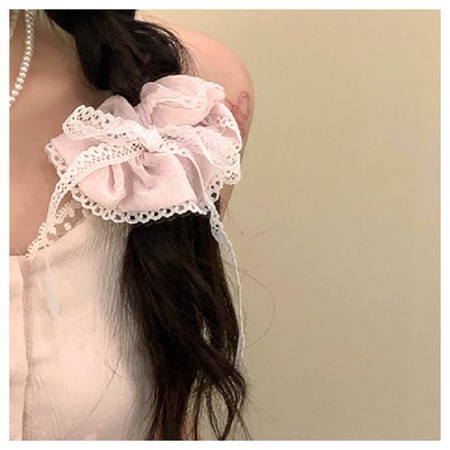 Andelaisi Boho Bow Hair Scrunchies Lace Elastic Scrunchies Vintage Lace Elastic Hair Rope Big Scr...