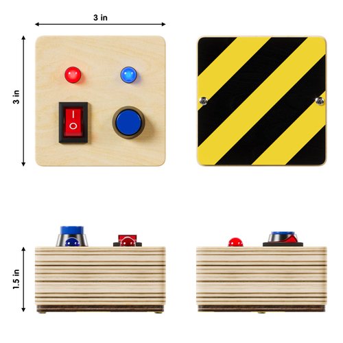 Montessori Busy Board Fidget Mini Cube for Toddlers {Improved 2023 Version} Wooden Sensory Activity Cube Toys for Toddlers LED Light Up Buttons Wires Baby Gifts Educational Learning Fidget Toy