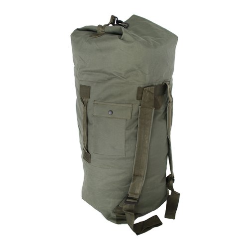 Military Army Style Double Strap Duffel Duffle Bag (37, Olive Drab)