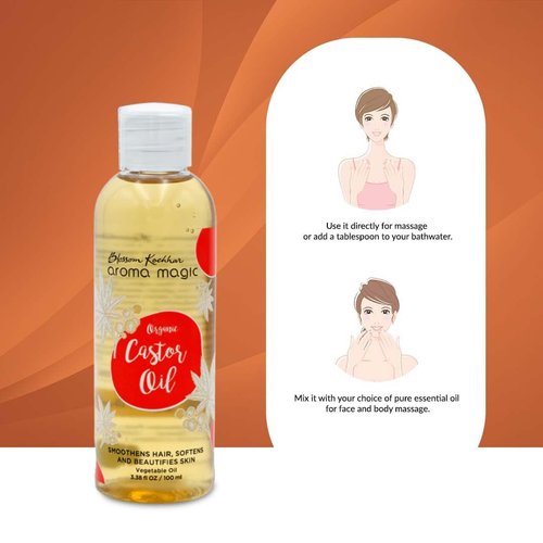 Aroma Magic Castor Oil | for Hair, Skin, Eyelashes & Eyebrows | Pure & Natural Carrier Oil | Moisturizing Massage Oil for Aromatherapy | 3.38 Fl Oz/100ml