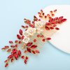 Rumtock White Flower Red Rhinestones Hair Comb for Wedding Brides Women Hair Piece Jewelry Handmade Boho Hair Accessories (Red)