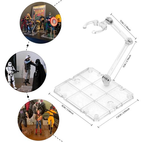 XISTEST Action Figure Stand, 2PCS Assembly Action Figure Display Holder Base Doll Model Support Stand Compatible with HG RG SD SHF Gundam 1/144 Toy (Transparent)