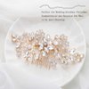 Foyte Crystal Bride Wedding Hair Comb Flower Bridal Headpieces Rhinestone Leaf Hair Pieces Pearl Hair Vines Bridesmaid Side Combs Hair Accessories for Women (gold flower)