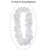 4 Pcs White Hawaiian Leis with Green Leaves for Graduation Party, Dance Party, Photo Prop in Outdoors (White-02)
