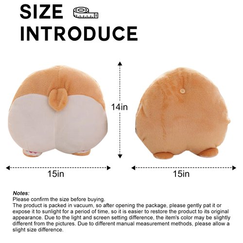 CHELEI2019 15" Corgi Butt Pillow Stuffed Animal Plush Toy Throw Pillow for Car Sofa Cushion