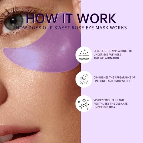 POUQUR 60 Pcs Sweet Rose Eye Mask - Eye Treatment Mask, Under Eye Bags Treatment, Under Eye Masks for Puffy Eyes, Anti-Aging,Anti-Wrinkle and Fine Lines, Under eye Dark Circles