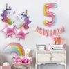 Unicorn Birthday Decorations for Girls 5th Birthday- Bouquet of Unicorn Balloons for Rainbow Unicorn Party Supplies (Number 5)