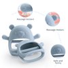 Vbglmya Silicone Baby Teether 6-12 Months,Infant Teether Easy to Hold Teething Rings for Babies 0-6 Months Teething Relief Toys for Baby,Groundhog Gloves Teether Dusty Blue