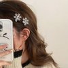 6 Pcs Snowflake Hair Clip Sparkly Rhinestone Hair Barrettes Christmas Accessories for Women, Silver Pearl Snowflake Hairpins Xmas Party Gift Set (Small Pearl Snowflake)