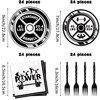 BQC 96 Pcs Gym Party Plates Gym Birthday Decorations Gym Party Decorations Gym Party Supplies Gym Decorations Gym Party Favors