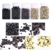 4MM Silicone Lined Hair Extension Link Rings Bead Grinding Tools, Copper Micro Link Tubes Rings Bead Lined(2000 pcs-black)