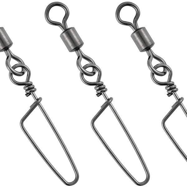 Dr.Fish 30 Pack Barrel Swivels with Snaps, Rolling Fishing Snap Swivels Stainless Steel Solid Rings Coastlock Clips Saltwater Swivels Fishing Tackle Leaders Trotline Clips Downrigger Release 99Lb