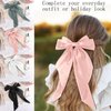 4PCS Hair Bows for Women and Girls, Big Bows for Hair and Travel Hair Brush, Silky Satin Ribbon Bow Hair Metal Clip with Oversized Long Tail