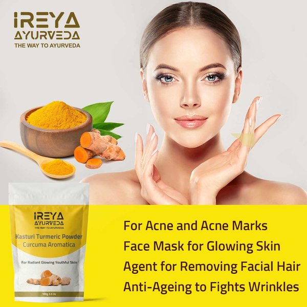 Kasthuri Manjal Powder for Skin and Face Care (3.5 oz) | Kasturi Turmeric, Wild Turmeric powder | Curcuma Aromatica | Helps in Glowing Skin Acne and Radiant skin | Turmeric powder for face 100g