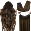 DOORES Wire hair extensions Balayage Dark Brown to Chestnut Brown 20 Inch 110g Natural with Invisible Fish Line Straight