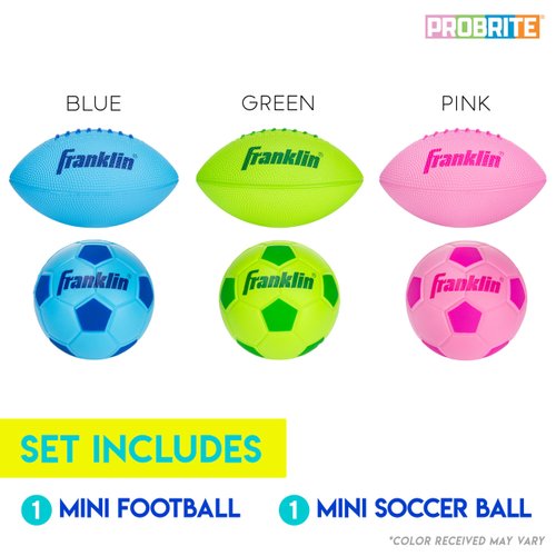 Franklin 60163 Mini Pro Brite Foam Football & Soccer Ball, Multi