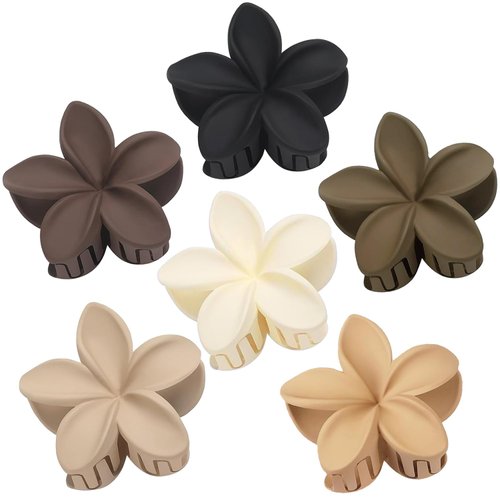 Flower Hair Clips for Women 6 Pack Hawaiian Flower Hair Claw Clips Plumeria Claw Clips for Thin Hair Preppy Flower Hair Clips for Thick Hair Hibiscus Hair Accessories for Girls