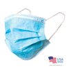 Altor Safety 62212 Blue Disposable Face Masks, USA Made Protective 3 Ply Comfortable Breathable Face Mask with Elastic Earloops and Nose Clip for Adults (Box of 50)