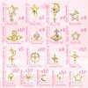 RODAKY 128PCS Gold 3D Star Cross Nail Charms Pink Saturn Planet Nail Art Charms with Crystal Rhinestone Nail Art Decoration Y2K Nail Gems Jewels Accessories for Nail Art Supplies Manicure Craft DIY