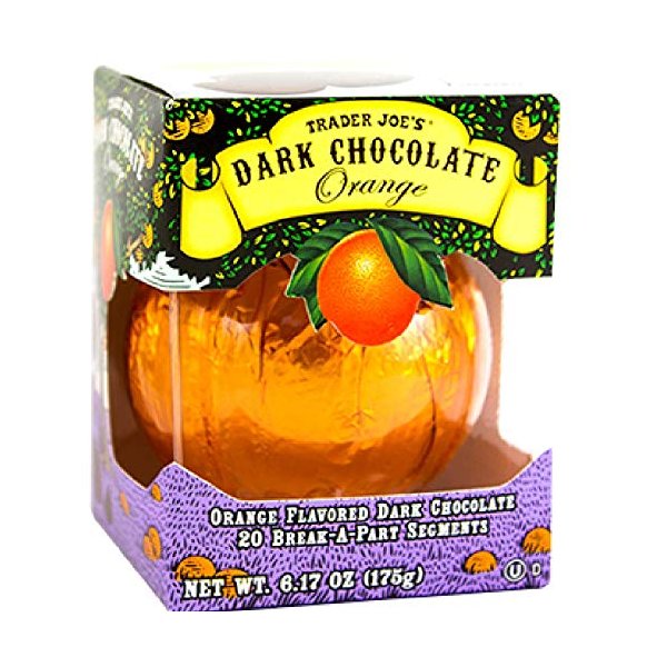 Trader Joe's Seasonal All Natural Dark Chocolate Orange with 20 Break-apart Segments / No Artificial Colors or Flavors / No Preservatives,6.17 ounce