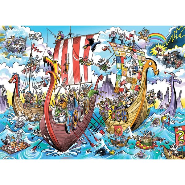 Cobble Hill 1000 Piece Puzzle - DoodleTown: Viking Voyage - Sample Poster Included