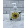 Frosted soap dispenser with Hand Painted Sunflower
