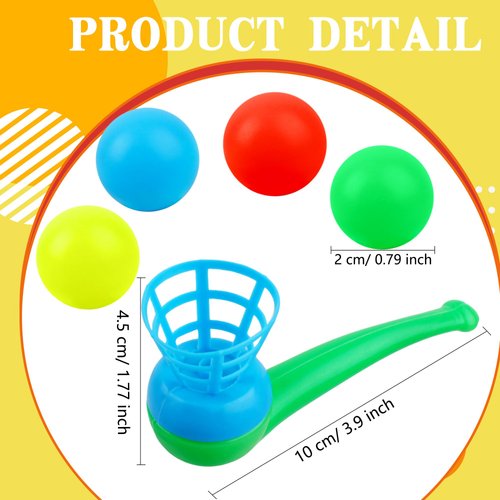 Octaday 60 Pcs Floating Blow Pipe Balls Random Color Ball Blowing Toy Balance Ball Blowing Toys for Kids Party Supplies Balls
