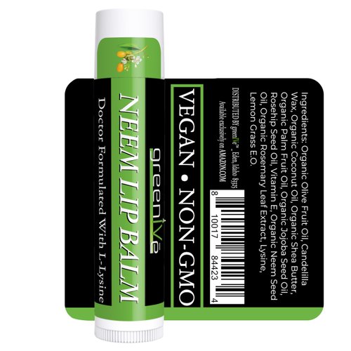 GreenIVe Neem Lip Balm, Vegan Lip Moisturizer with L-Lysine, Soothe and Soften (3)