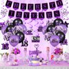 Purple 18th Birthday Decorations for Girls Boys Purple Black 18th Birthday Banner Hanging Swirls 18th Birthday Balloons Happy 18th Birthday Cake Topper for Purple Cheer to 18 Years Party Supplies