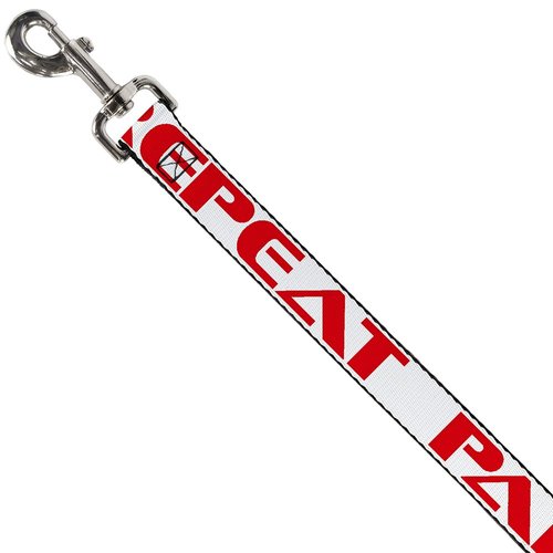 Dog Leash - Party-Sleep-Repeat White Red - Wide 1.5"
