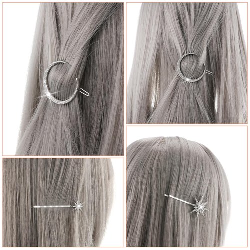 minkissy Snowflake Hair Clips Christmas Hair Accessorie Crystal Moon Star Hair Clips for Women Girls Hair Barrettes Hair Pin Side Clip 6pcs Setf