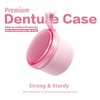 Denture Bath Case Cup Box Holder Storage Soak Container with Strainer Basket for Home or Travel Denture Cleaning (pink)
