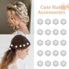 YISSION 20Pcs Mini Rhinestone Flower Hair Clips with Pearl Cute Crystal Hair Clips Silver Hair Pins Small Decorative Hair Clips Wedding Hair Barrettes Bridal Hair Accessories for Girls Women