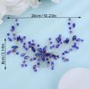 Teyglen Flower Wedding Hair Comb Bridal Blue Rhinestone Hair Comb Headband Wedding Hair Accessories Flower Headpiece Bridal Crystal Hair Piece for Women Girls
