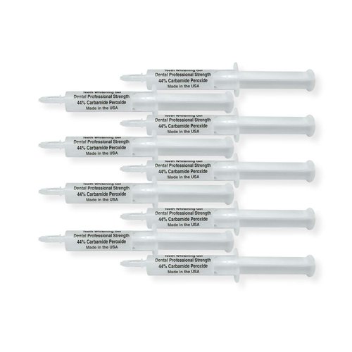 White Teeth Global (TM) 44% Carbamide Peroxide 10 (10cc) Syringes of Teeth Whitening Gel - (2) Trays - (1) Shade Guide - (1) Instructions Sheet - at Home Teeth Whitening - 2 Year Shelf Life!