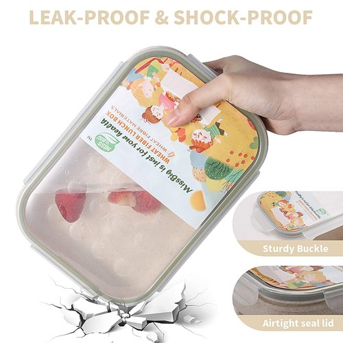 MISS BIG Lunch Box,Bento Box,Bento Box for Adults,Bento Lunch Box for Adults,Leak Proof,No BPAs and No Chemical Dyes,Dishwasher and Microwave Safe Lunch Containers for Adults (White L)