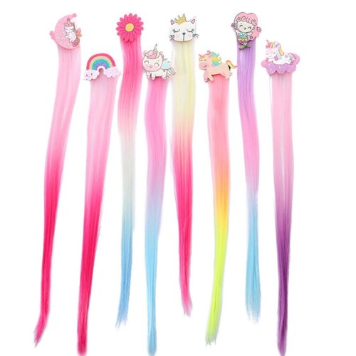 LALAFINA 8Pcs Hair Extensions Little Girls Hair Clips Girls Hair Accessories Birthday Assorted Color Kawaii Hair Accessories
