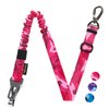 Hotsky Dog Seat Belt, Adjustable Safety Seatbelt 3-in-1 Car Harness for Dogs in Car Nylon Elastic Bungee Buffer Tether with Clip Hook Latch Buckle Swivel Zinc Alloy Carabiner(Hotpink Camo)