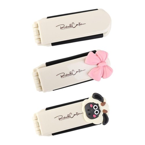 2 in 1 Comb Mirror Set Cartoon Mini Hairbrush Folding Comb with Mirror Portable Travel Hair Brush Girl Pocket Mirror Lamb Square Hair Combs with Mirror