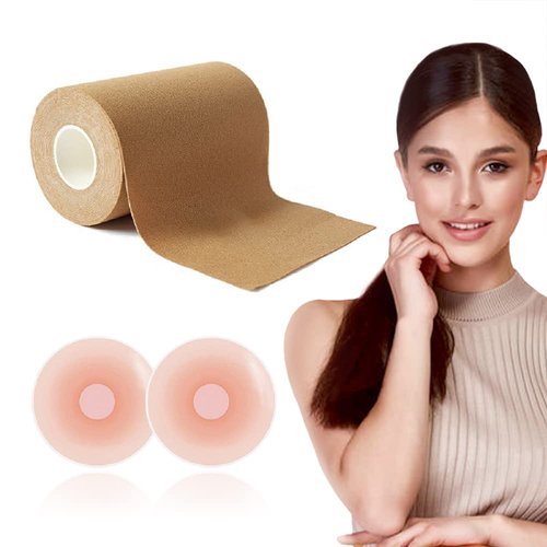 Boob Tape, Breast Lift Tape, BoobyTape for A to E Cup, Self Adhesive Bra Tape, Body Tape, Chest Support for Any Size, Push Up in All Dress