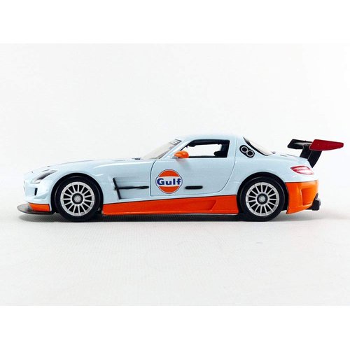 Motormax Mercedes Benz SLS AMG GT3 with Gulf Livery Light Blue with Orange Stripe 1/24 Diecast Model Car
