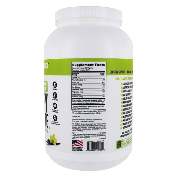 NutraBio Grass Fed Whey Isolate Protein Powder - 25G of Protein Per Scoop - Sugar Free Natural Lean Muscle Protein Supplement - Vanilla - 2 Pounds, 29 Servings
