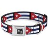 Buckle-Down Cuba Flags Dog Collar Bone, Wide Medium/16-23"
