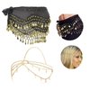 XHBTS Multi-Row Gold Coins Belly Dance Wrap & Hip Scarf, Gold Sequins Head Chain Jewelry Festival Halloween Prom Costume Hair Accessories Headbands Headpieces for Women and Girls,black