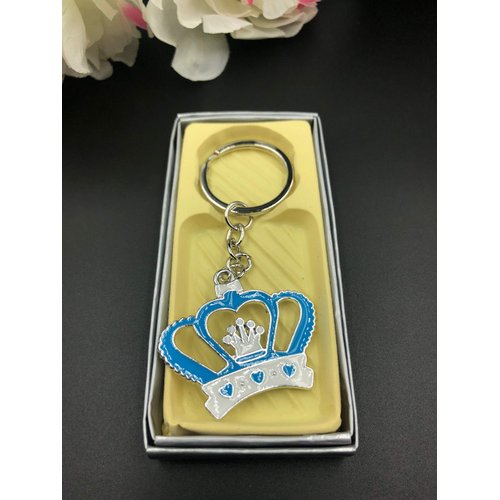 12PC Blue Baby Shower Favors Crown Table Decoration Boy Keychains
