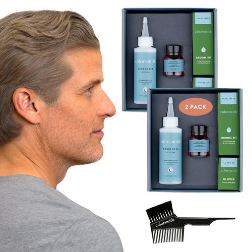 Colorsmith Hair & Beard Color for Full Gray Coverage 2 pack - Medium Ash Blonde - Ammonia-Free Complete Men’s At-home Beard & Hair Dye Kit, Professional-grade Permanent Hair Color (8.1)
