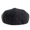 2 Pack Newsboy Cap Peaky Herringbone Baker Boy Flat Caps for Men Women (Black and Gery)