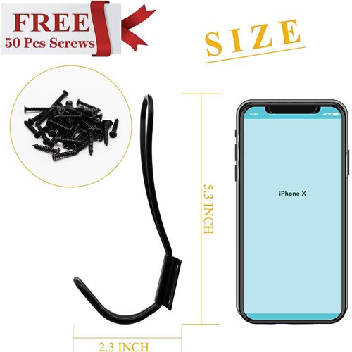 Hajoyful Rustic Entryway Hooks-12 Pack Farmhouse Hooks with Metal Screws Included, Black Decorative Wall Mounted Rustic Coat Hooks Rack, Double Vintage Organizer Hanging Wire Hook Clothes Hanger