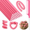 30 Pieces Flexible Curling Rods Twist Foam Hair Rollers Soft Foam No Heat Hair Rods Rollers and 1 Steel Pintail Comb Rat Tail Comb for Women Long and Short Hair(7 x 0.3 Inch,Pink)