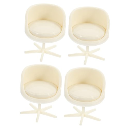 TOYANDONA 4pcs Dollhouse Armchair Miniature Office Chair Dollhouse Rotatable Chair Miniature Chairs Dollhouse Egg Chair Miniature Stool Mini Stool Doll House Decors White Set Furniture Abs